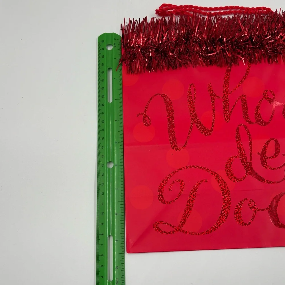Set of 6 Hallmark Expressions Red Glitter Gift Bags - Whoop dee Doo!